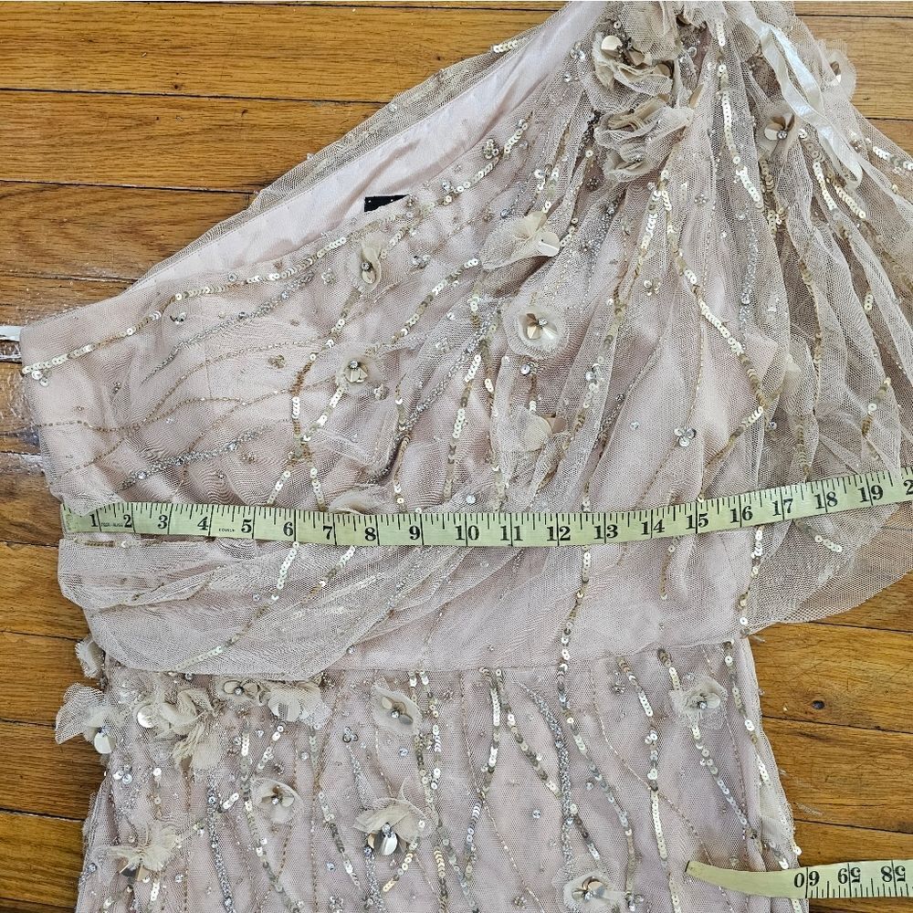 Pronovias Gold Tulle Sequin Mini Dress Size 14 - Picture 10 of 12